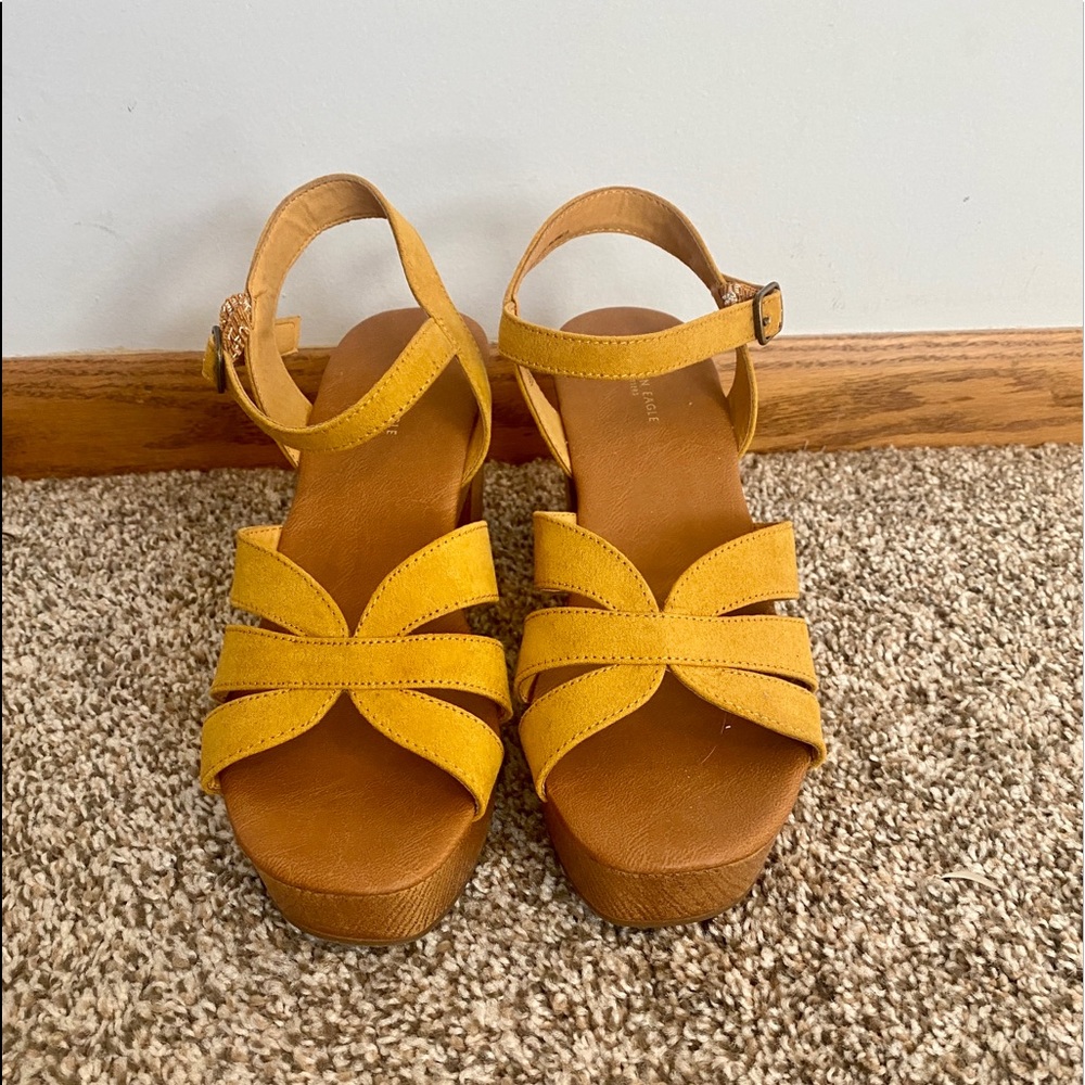 AE Yellow Wooden Block Heels